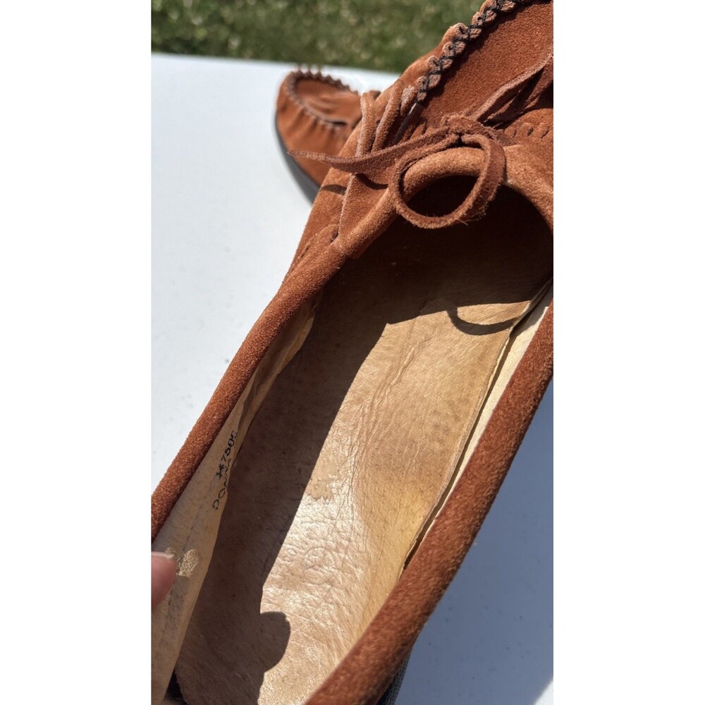 Peace Moccasins Donna Shoes Womens Size 11 W Wide Brown Suede Slip On Loafers - Picture 9 of 11